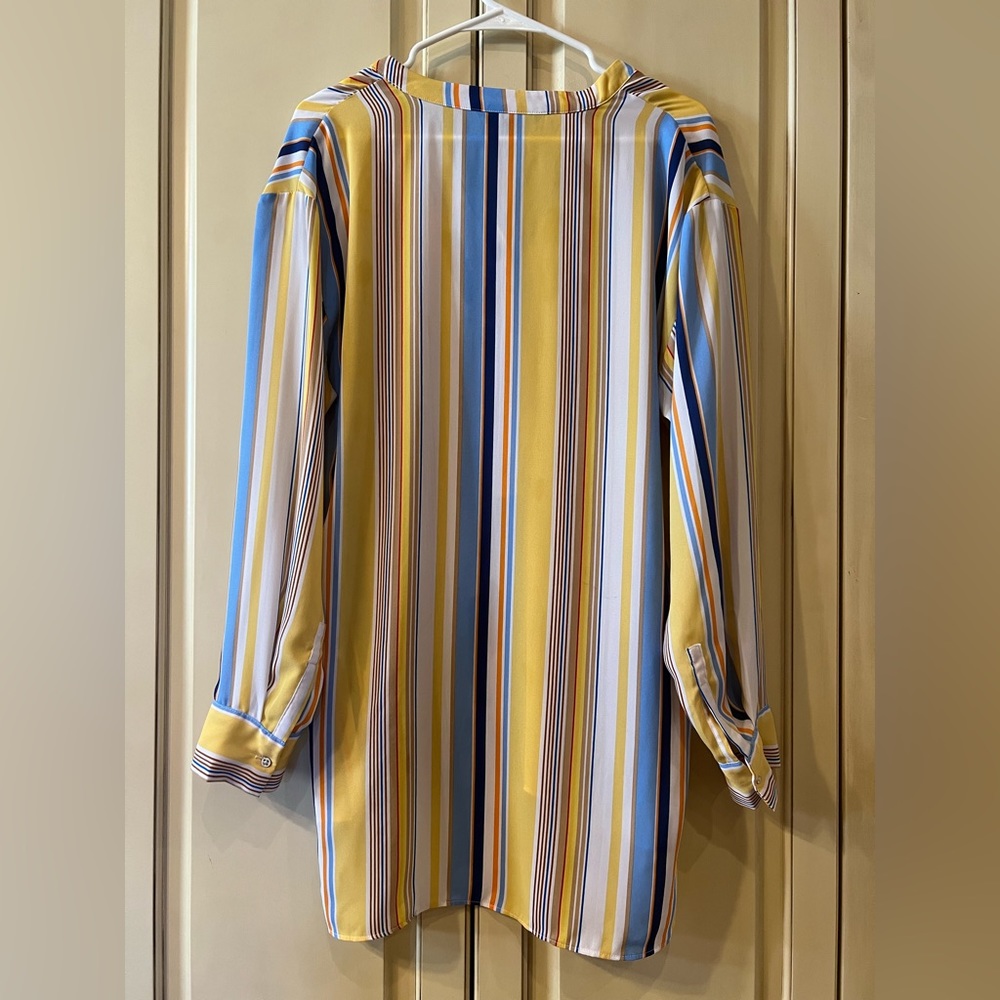 Zac & Rachel Yellow Striped Long Sleeve Shirt Size Medium Great Condition - Picture 2 of 5